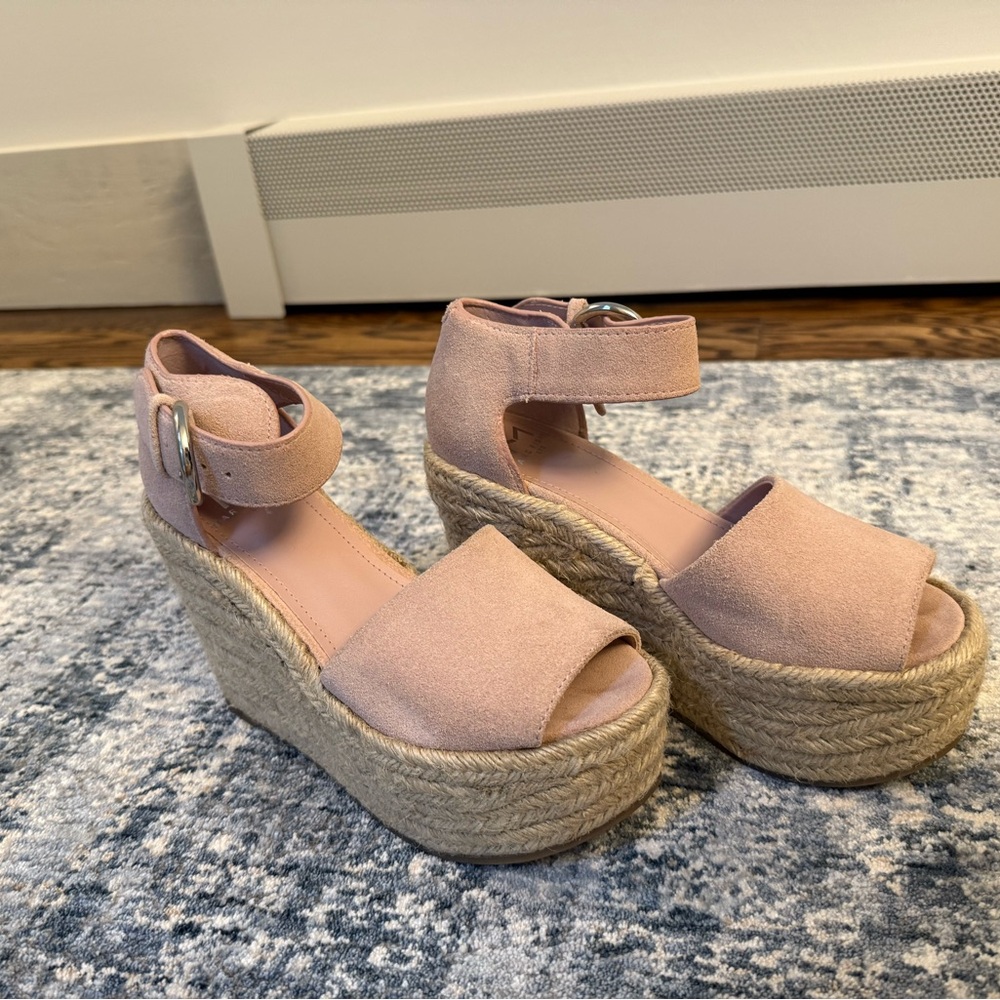 Marc Fisher Pink Wedge Espadrilles with Ankle Straps
